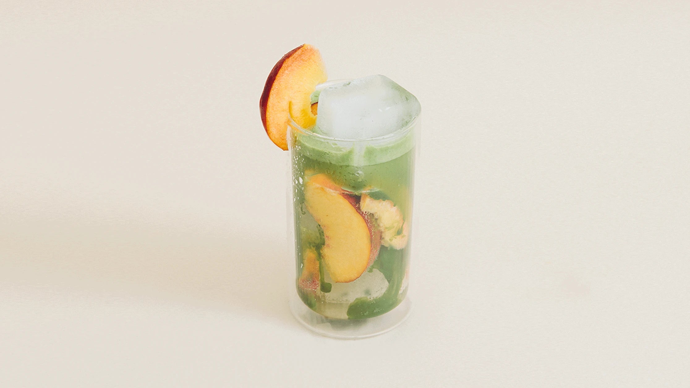 Iced peach matcha spritz T2 Tea