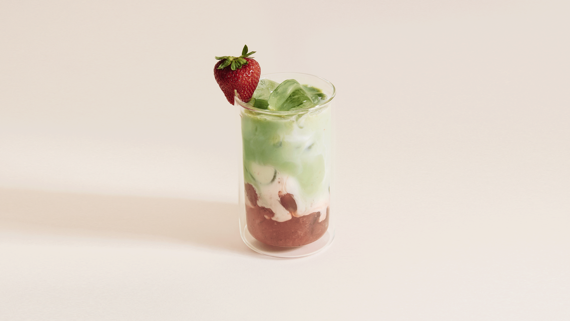 Iced strawberry matcha latte