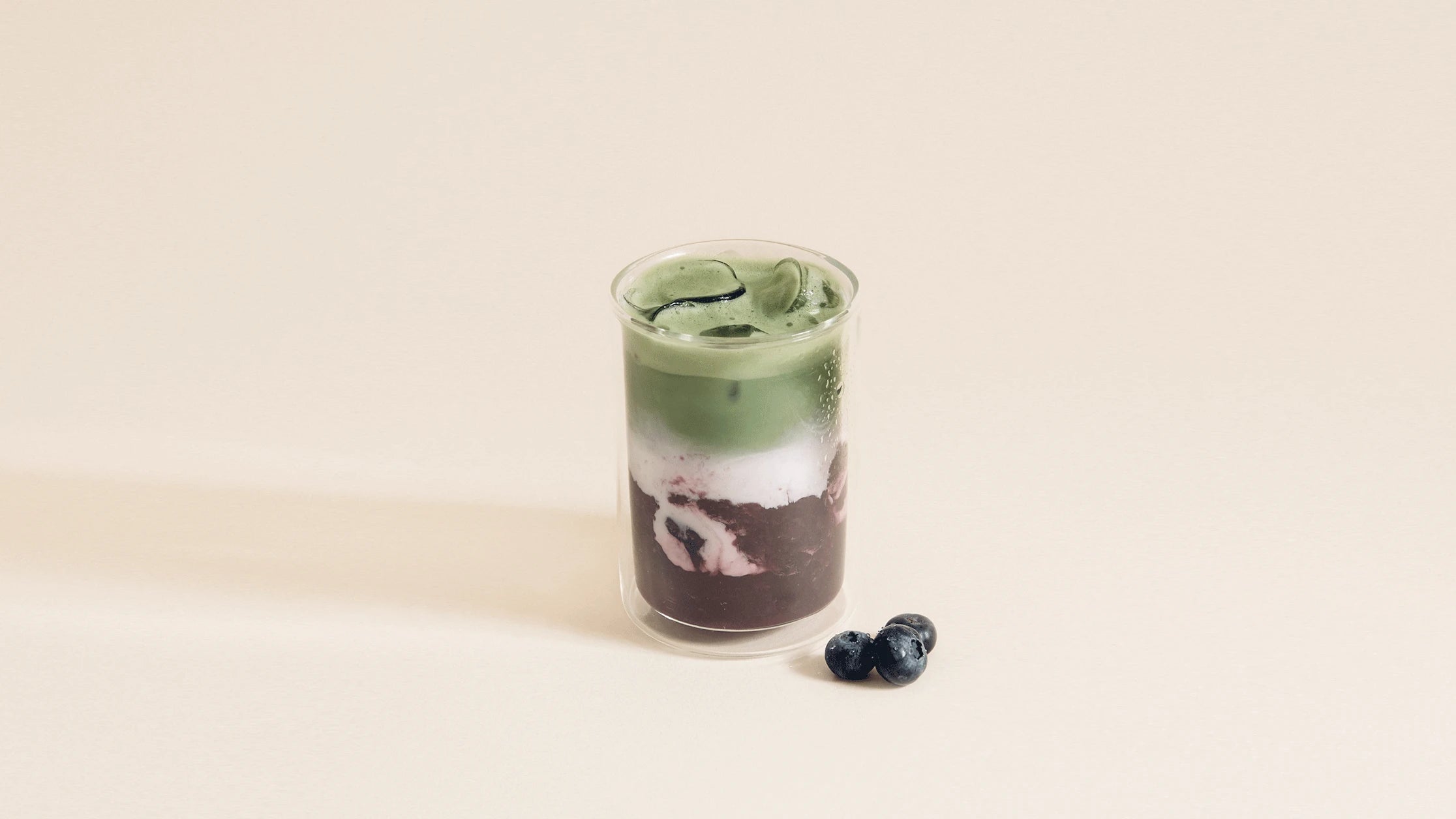 Iced blueberry matcha latte T2 Tea