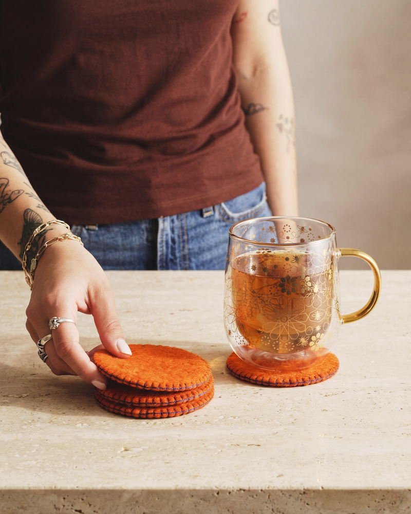 Aveva Coral Wool Coaster set of 4