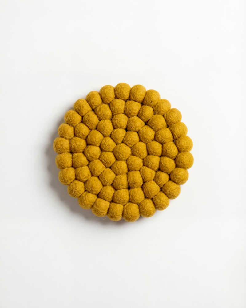 Aveva Mustard Wool Round Trivet