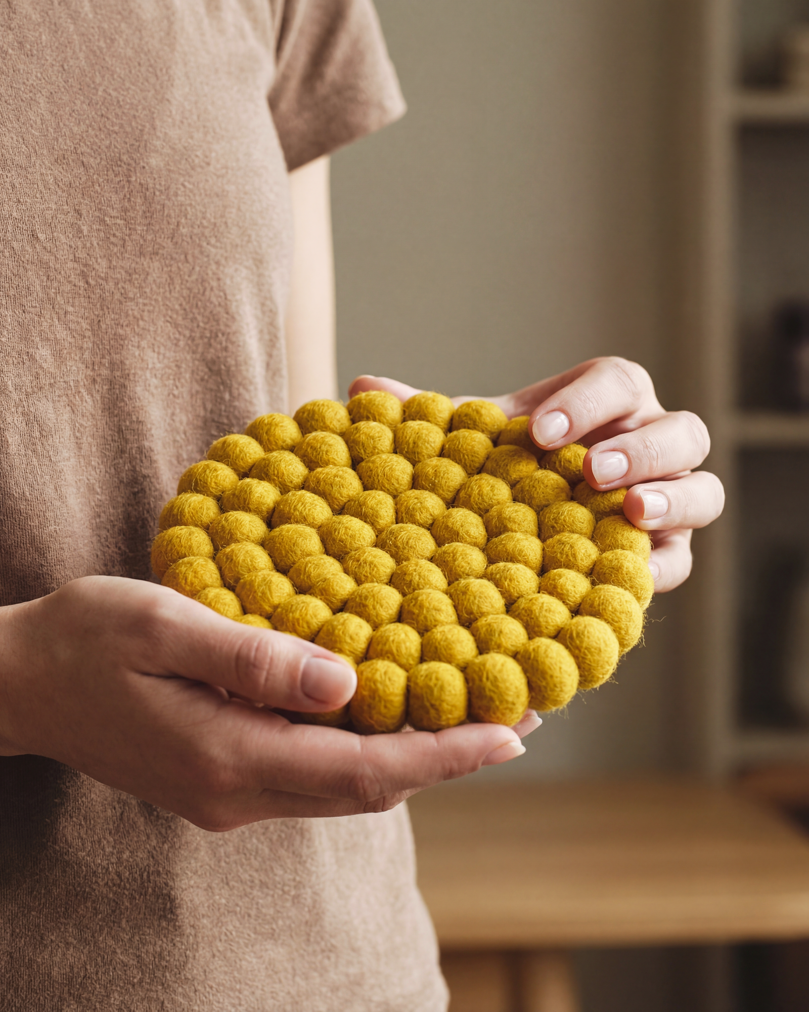 Aveva Mustard Wool Round Trivet