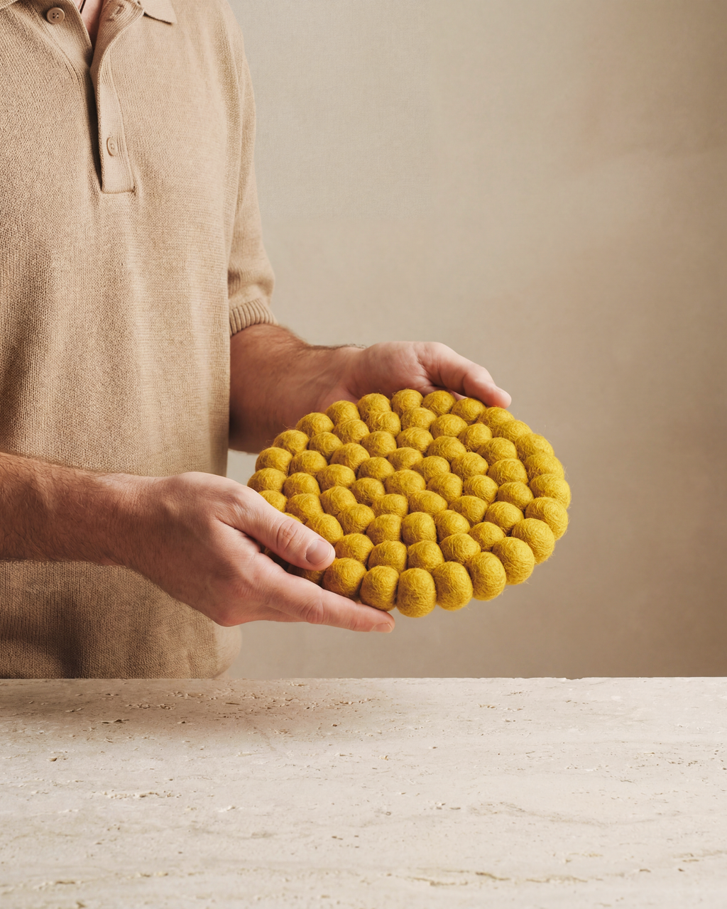 Aveva Mustard Wool Round Trivet