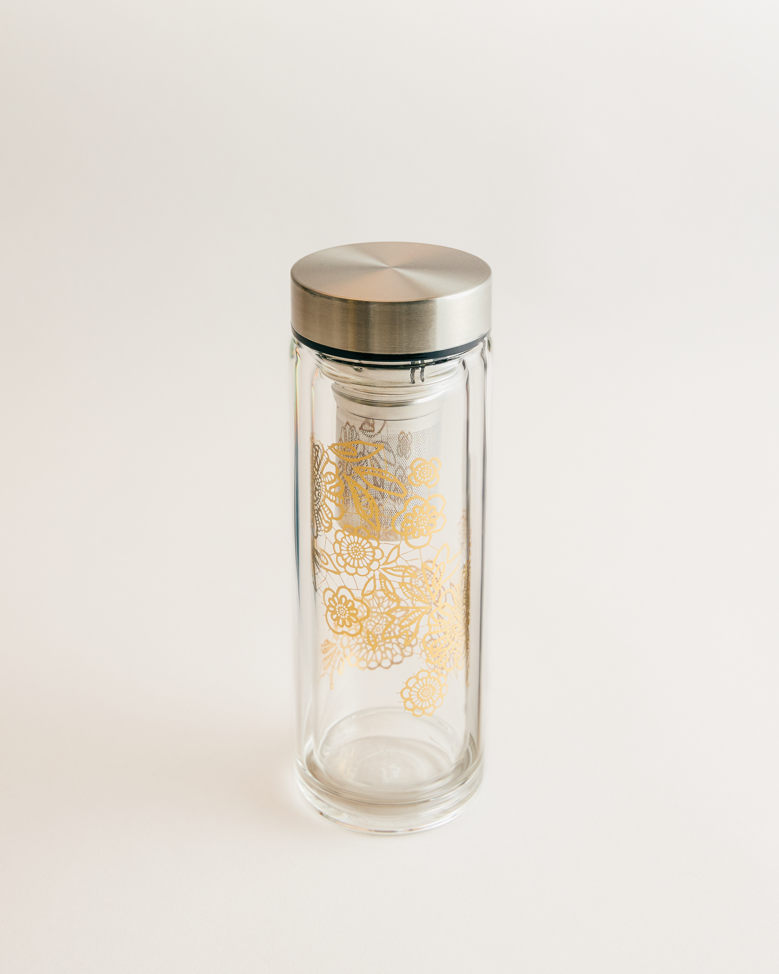 T2 Boxed Double Wall Glass Flask Heirloom Garden