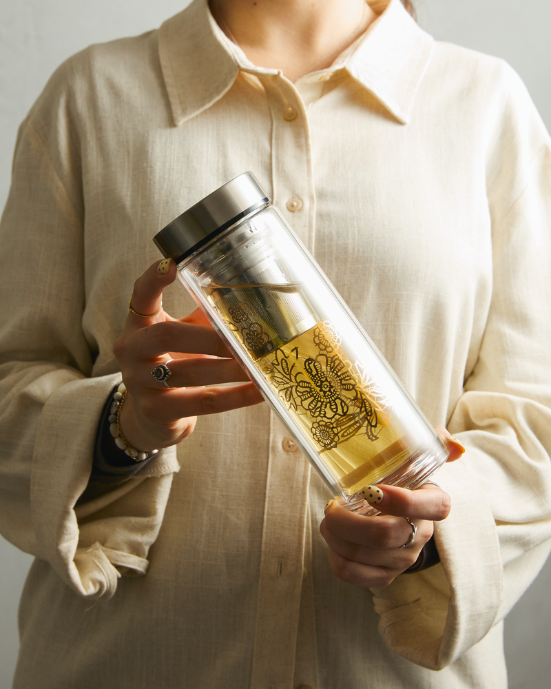 T2 Boxed Double Wall Glass Flask Heirloom Garden