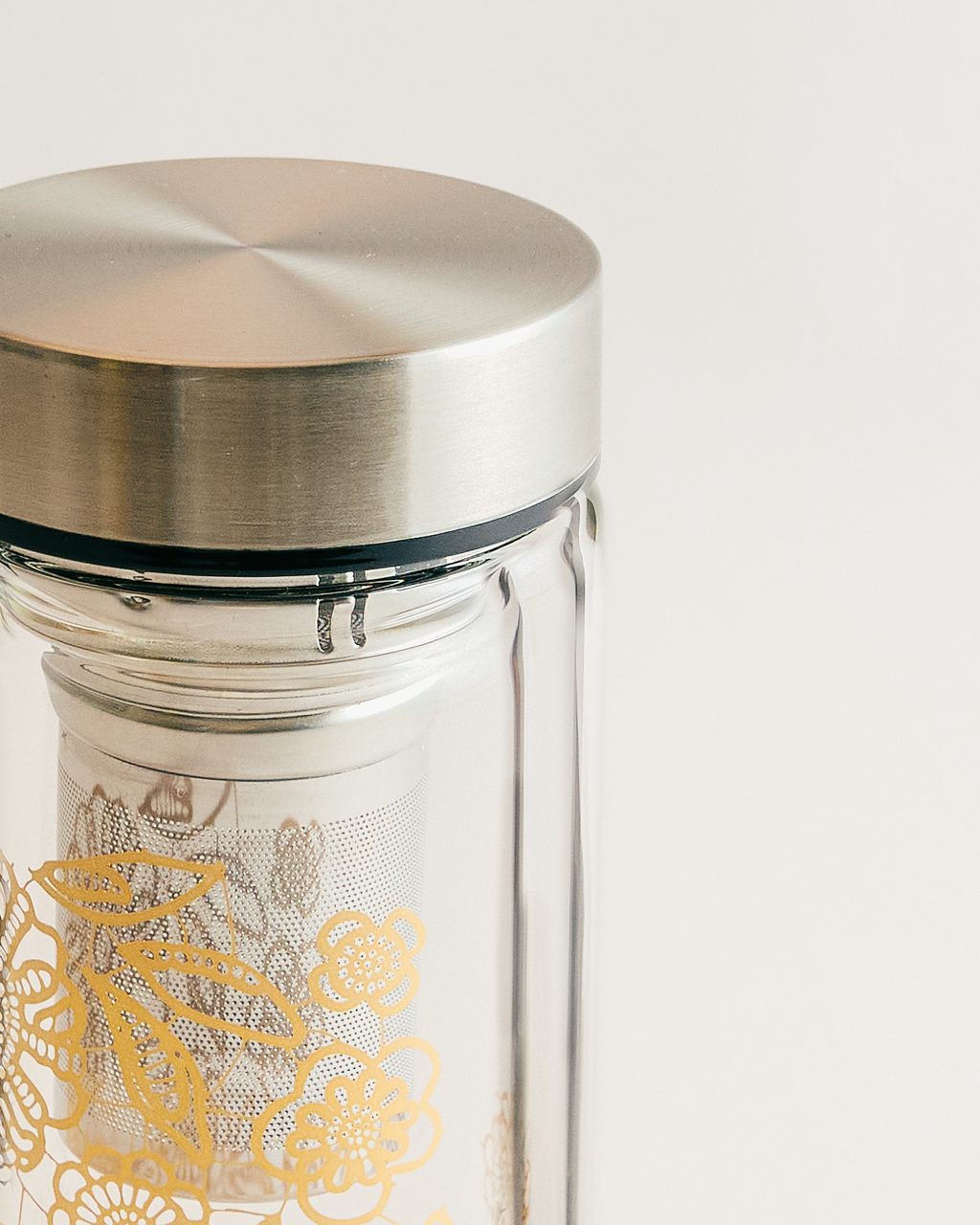 T2 Boxed Double Wall Glass Flask Heirloom Garden