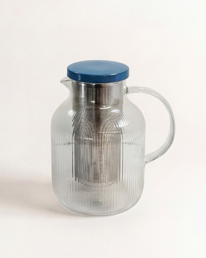Chill Me Glass Iced Tea Jug Blue Steel