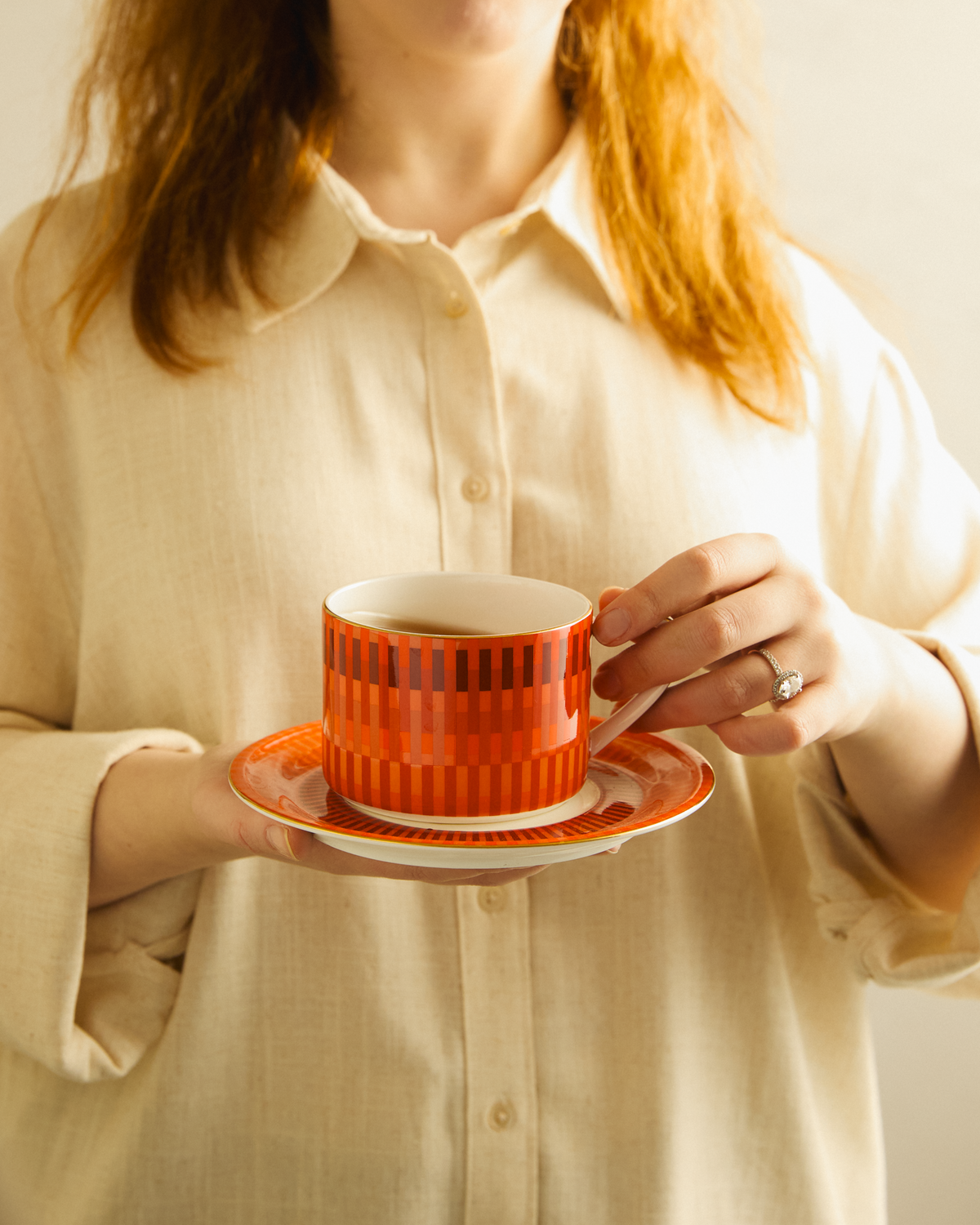 Loom Large Peachy Cup & Saucer