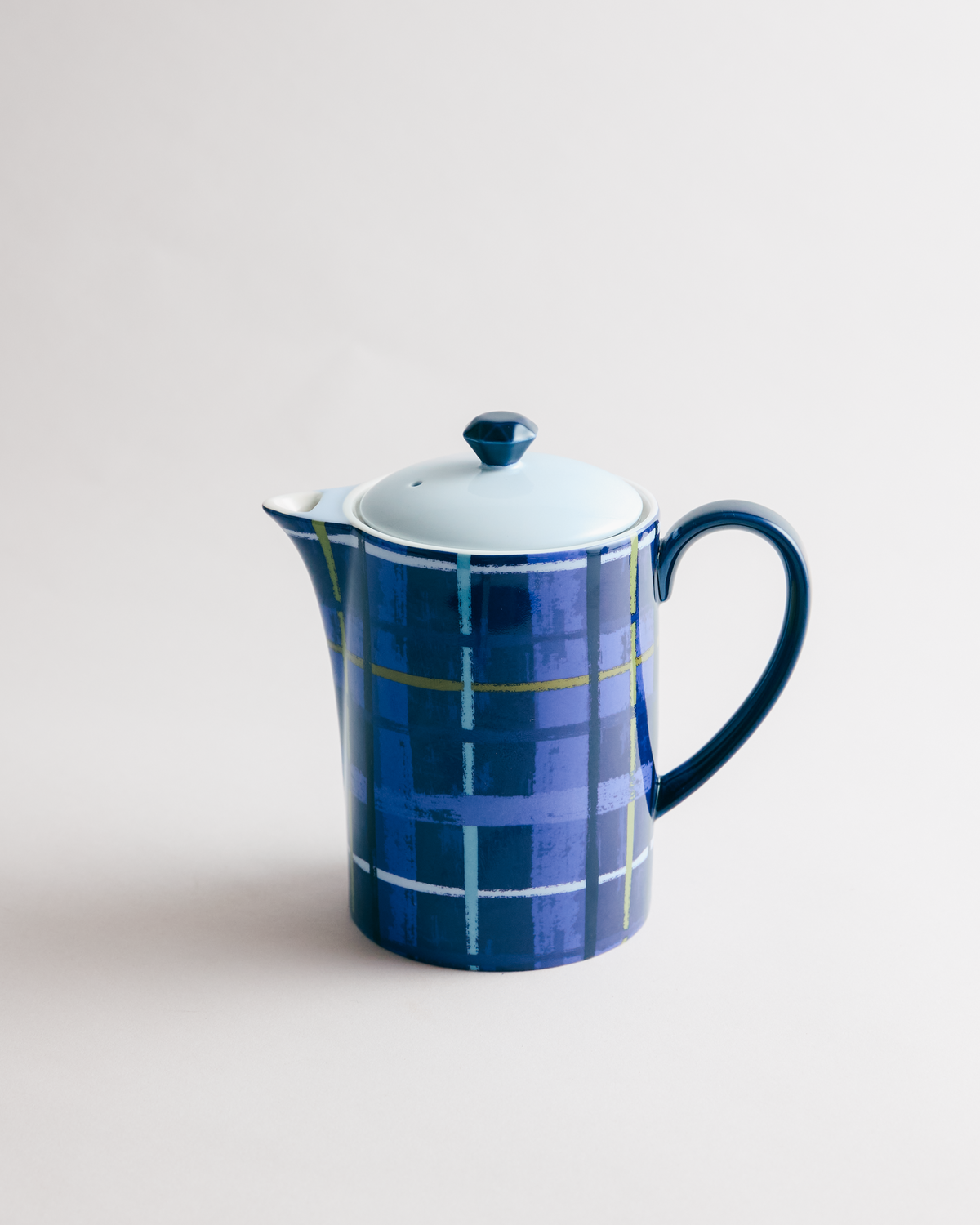 Plaid & Pour Blue Teapot