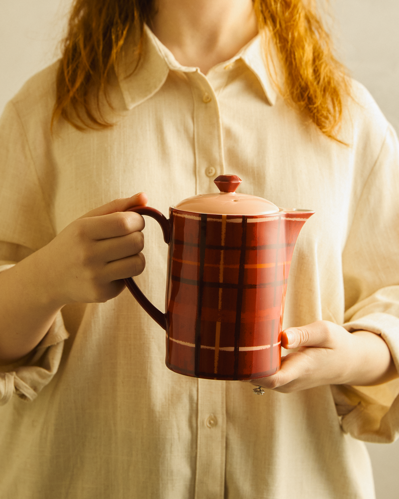 Plaid & Pour Red Teapot