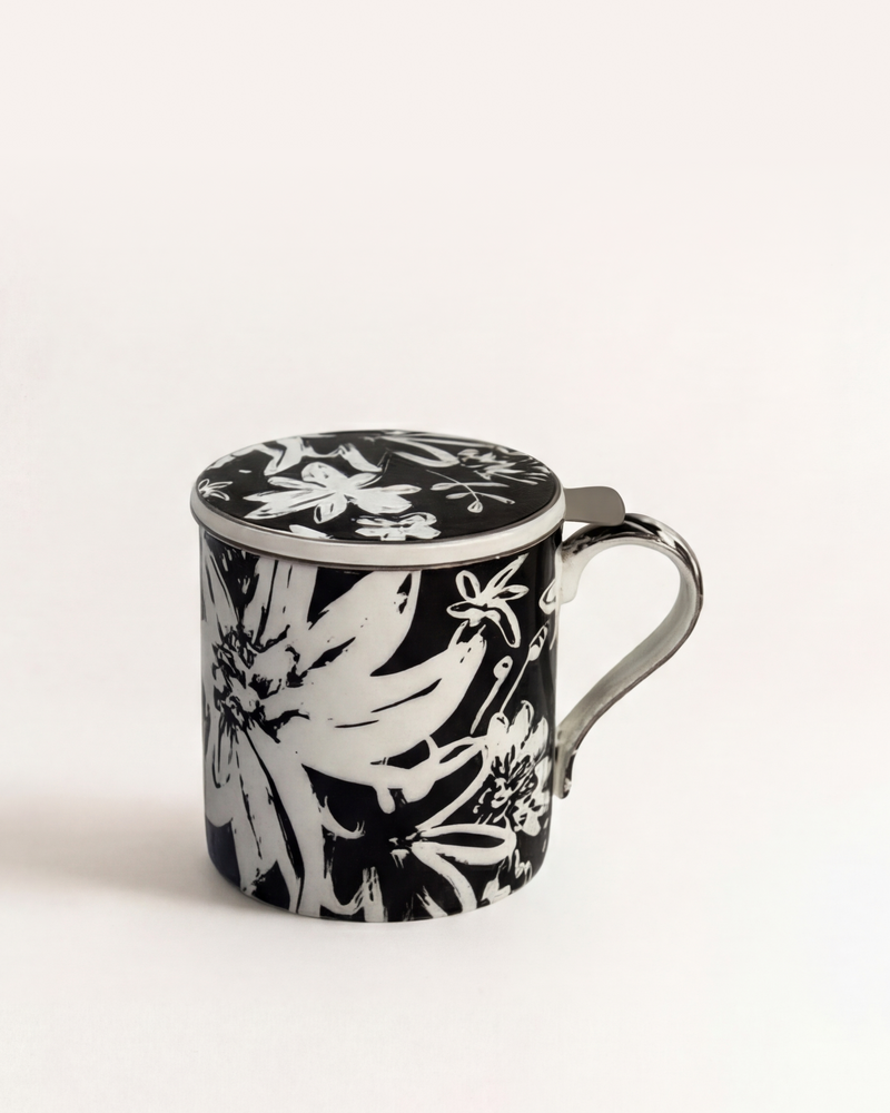 Floral Pop Mug With Infuser Black