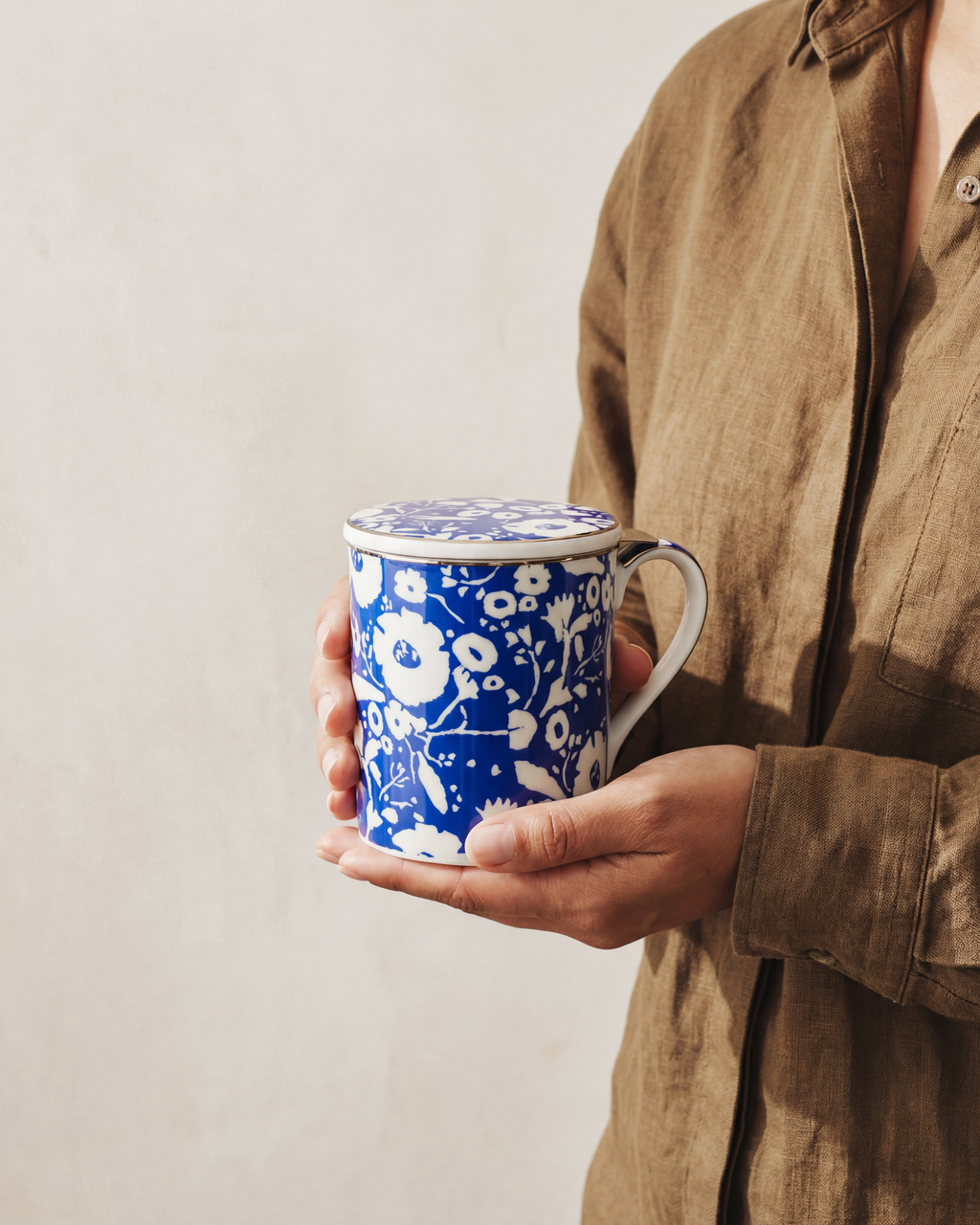 Floral Pop Mug With Infuser Blue