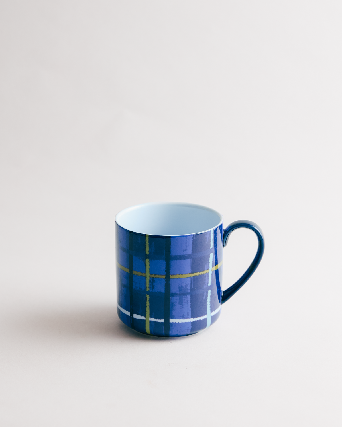 Plaid & Pour Blue Mug