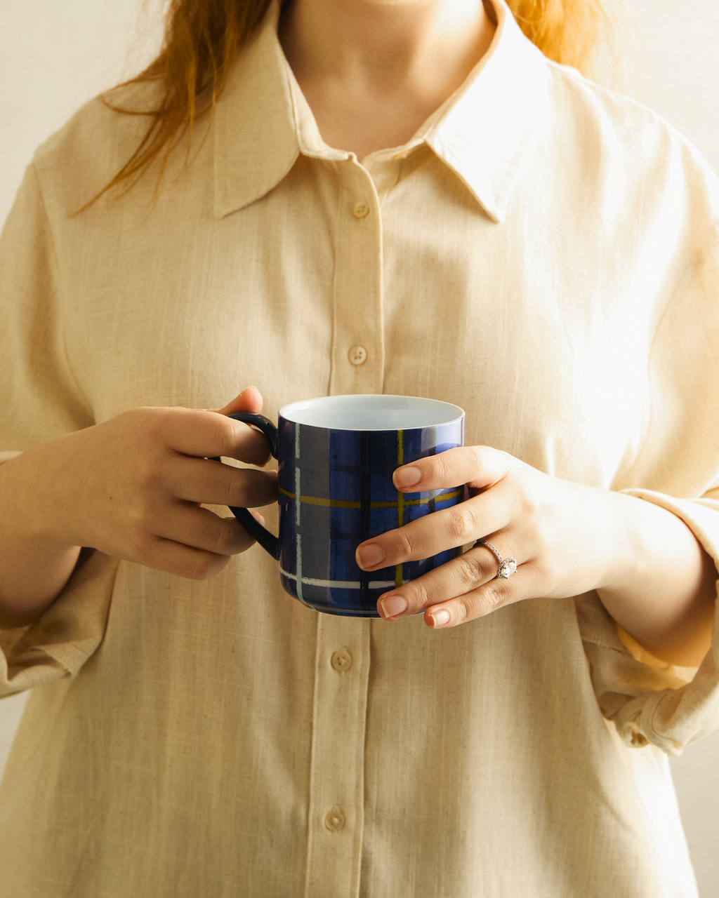 Plaid & Pour Blue Mug