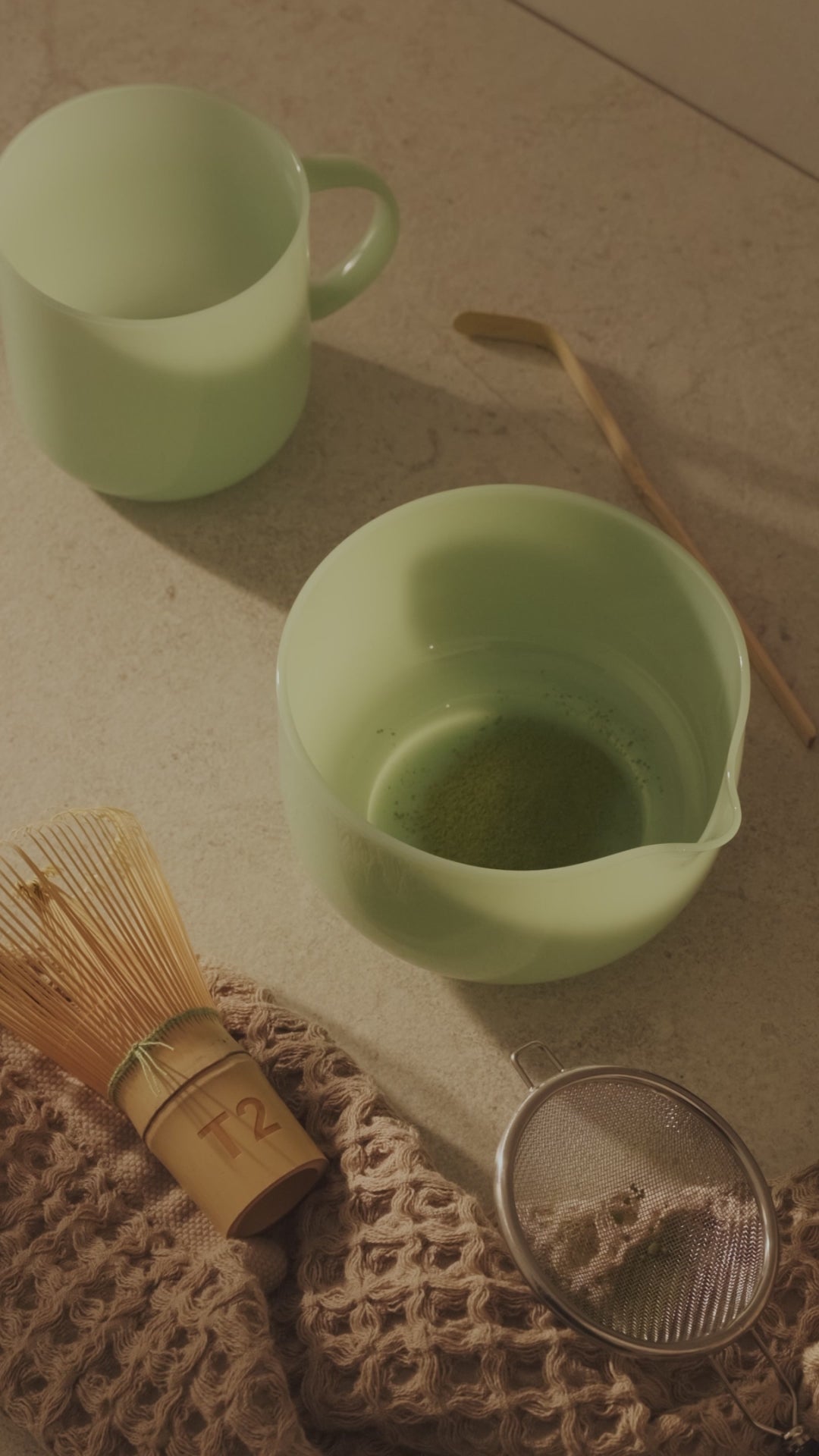 Milk Glass Matcha Bowl Mustard