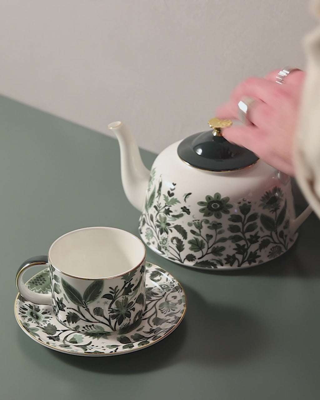 Stardust Bloom Tall Blue Teapot