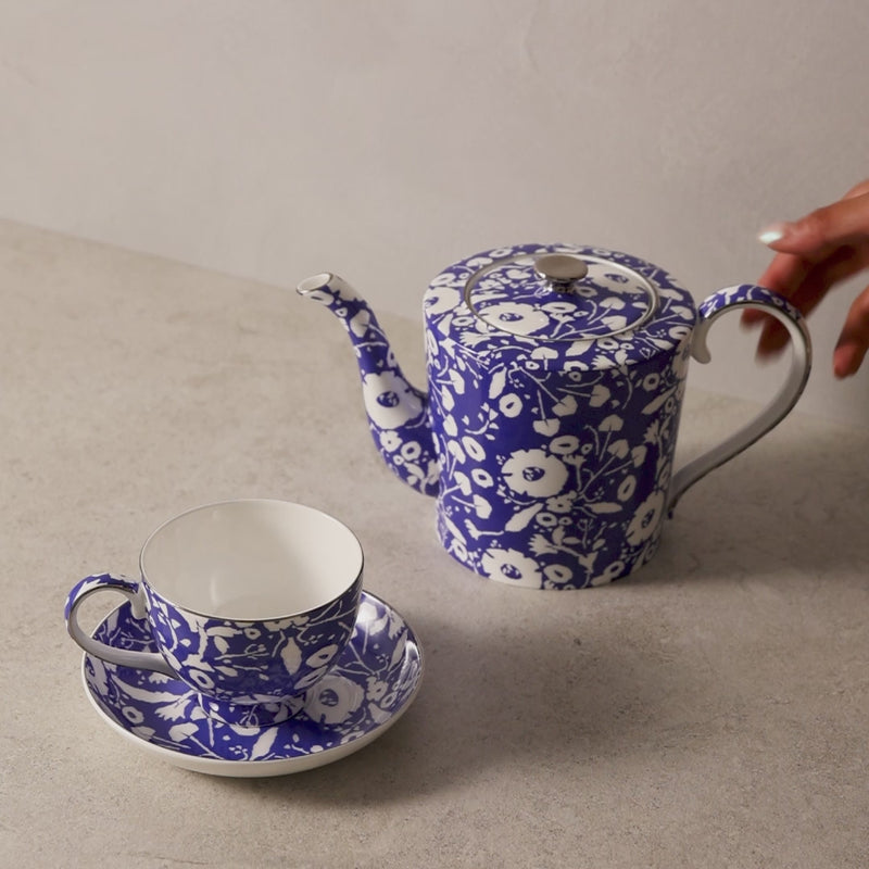 Floral Pop Cup & Saucer Blue